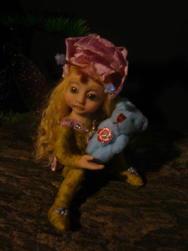 Ooak Baby Fairy Melina and Teddy Bear